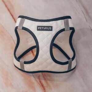 PETsRUS Step In Vest Dog Harness Quilted Vegan Leather White Black Reflective